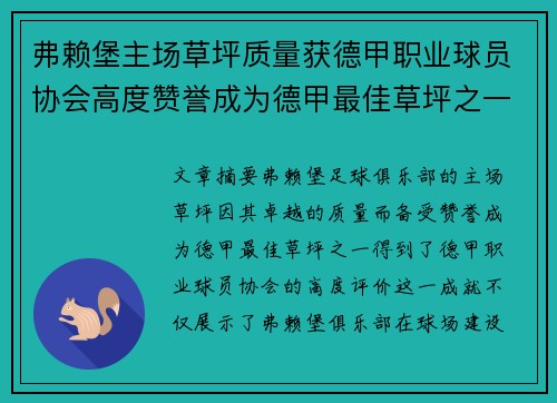 弗赖堡主场草坪质量获德甲职业球员协会高度赞誉成为德甲最佳草坪之一 弗赖堡主场草坪质量获德甲职业球员协会高度赞誉成为德甲最佳草坪之一